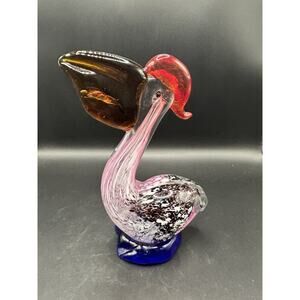 Vintage 1950’s Rare Hand Blown Venetian Murano Coloured Glass Pelican Figure